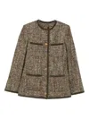 Golden Goose Coffee-colored Wool Tweed Jacket In Multi