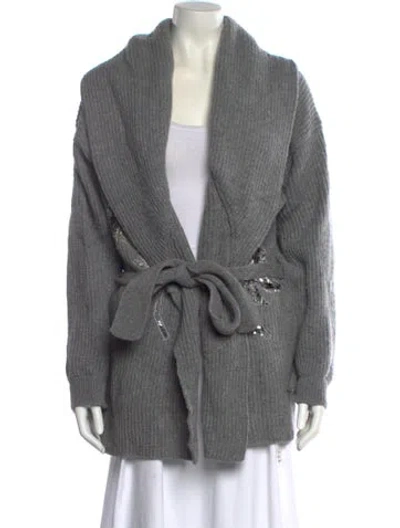 Pre-owned Golden Goose Wool V-neck Sweater In Gray