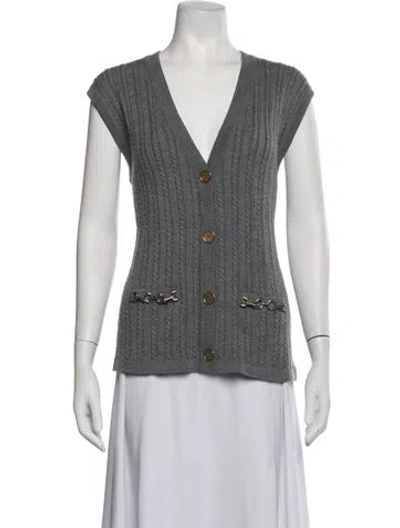 Pre-owned Golden Goose Wool V-neck Sweater In Grey