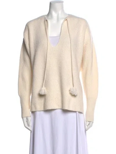 Pre-owned Golden Goose Wool V-neck Sweater In Neutrals