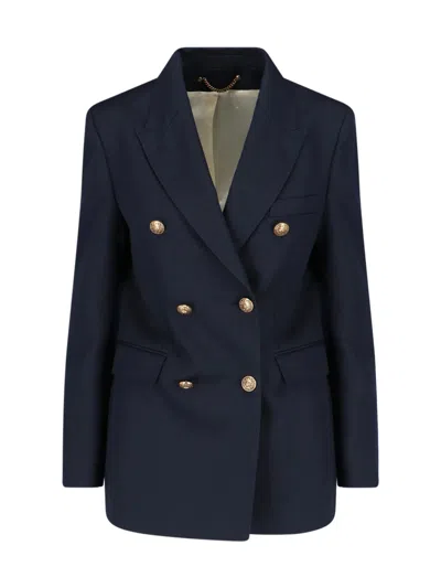 Golden Goose Wool-blend Tailored Jacket With Viscose & Cupro Lining In Blue