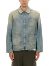 Golden Goose Light Blue Zip-fastening Shirt With Utility Pockets In Blue