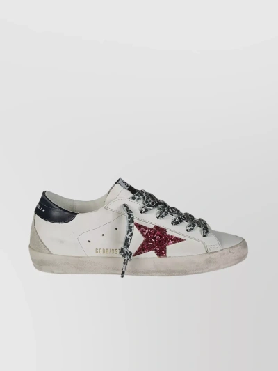 Golden Goose Worn Finish Sparkle Star Sneakers In White