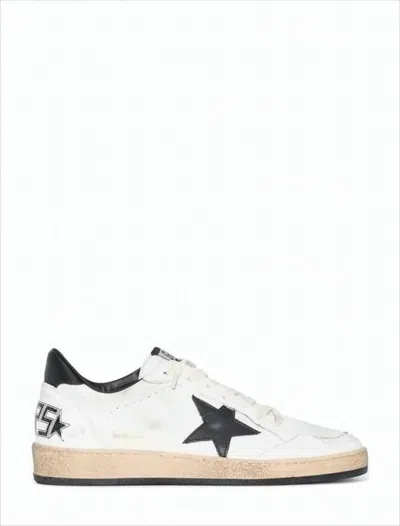 GOLDEN GOOSE WORN-IN WHITE LEATHER SNEAKERS WITH BLACK STAR DETAIL