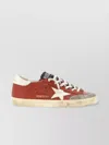 Golden Goose Super-star Distressed Suede-trimmed Leather Sneakers In Orange