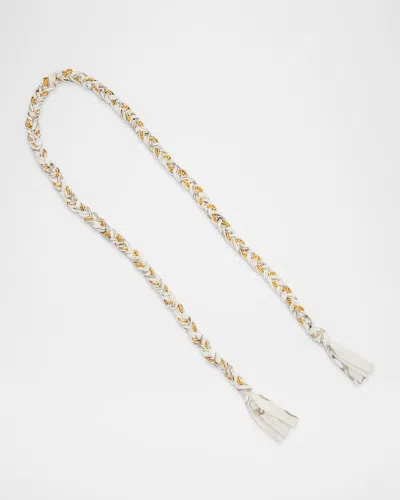Golden Goose Woven Chain & Fabric Bag Charm Strap In Gold