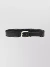Golden Goose Woven Design Belt Silver Buckle In Black