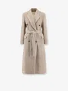 Golden Goose Double-breasted Coat Belted At The Waist In Neutral