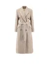 Golden Goose Double Breasted Coat With Detachable Belt Casentino Wool In Neutral