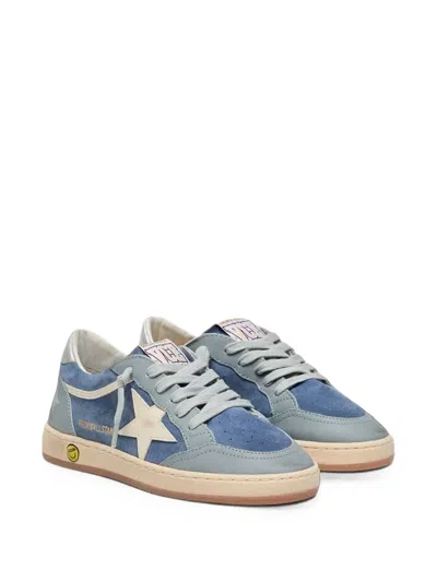 Golden Goose Kids' Young Ball Star Suede-panel Star-patch Sneakers In Blue