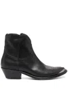 Golden Goose Young Ankle Boots In Leather With Cowboy-style Decoration