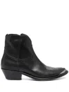Golden Goose Young Ankle Boots In Leather With Cowboy-style Decoration In Black