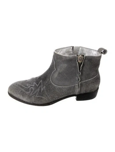 Pre-owned Golden Goose Zanja Suede Western Boots In Grey
