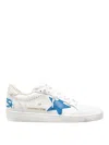 Golden Goose Deluxe Brand Low-top White Leather Sneakers With Blue Star Accent In White
