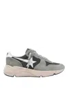 Golden Goose Running Sole In Green Suede With White Leather Star And Heel