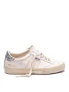 Golden Goose Soul Star Distressed Glittered Sneakers In Blanco