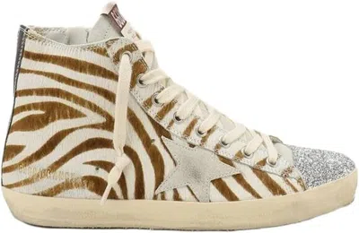 Pre-owned Golden Goose Zebra Leather Leopard Horsy Upper Distressed Beige Womens Sneakers