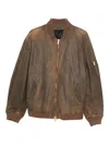 Golden Goose Lamb Leather Jacket With Long Sleeves And Pockets In Brown