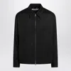 Golden Goose Black Zip Jacket In Wool Gabardine Men In Black