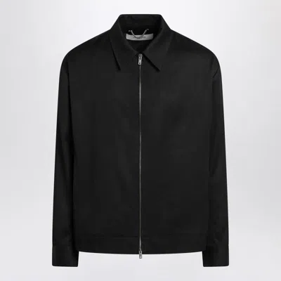 Golden Goose Black Zip Jacket In Wool Gabardine Men