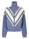 Golden Goose Journey Ws Full Zip Odilia Knit Jacquard V Style In Blue