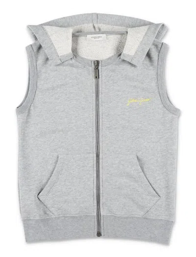 Golden Goose Kids' Zip Vest Hoodie Fleece In Gre Melange