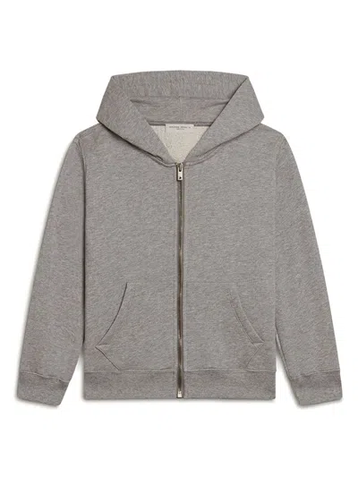 Golden Goose Kids' Journey/ Boys Zipped Sweatshirt Hoodie/ Melange Cotton Stolen From Golden Print In Grey