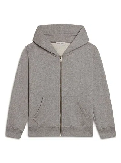 GOLDEN GOOSE GREY SWEATSHIRT WITH HOOD AND MAXI LOGO PRINT ON THE REAR IN COTTON BOY