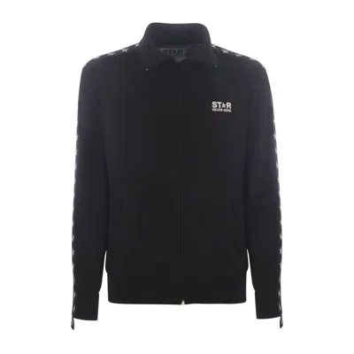Golden Goose Zipped Track Jacket With Contrasting Star Detailing In Black