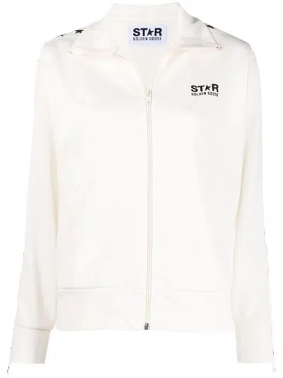Golden Goose Zipped Track Jacket With Star Motifs In White