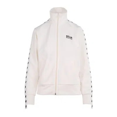 Golden Goose Zipped Track Jacket With Star-patterned Accents In White