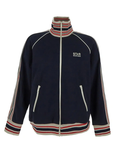 Golden Goose Zipped Track Raglan Jacket In Blue