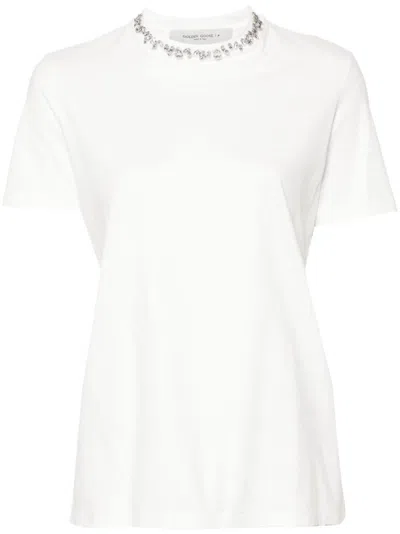 Golden Goose Deluxe Brand Short Sleeve T-shirt With Embroidery In White