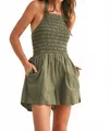 Golden Greta Dye & Wash Viscose Smocked On Top In Olive In Green