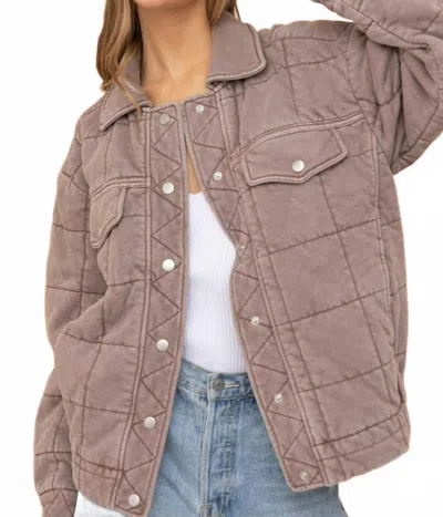 Golden Heloise Stone Washed Quilted Jacket In Taupe In Brown