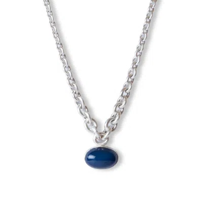 Golden Horn Jewellery Women's Blue Agate Amulet Silver Chain Necklace