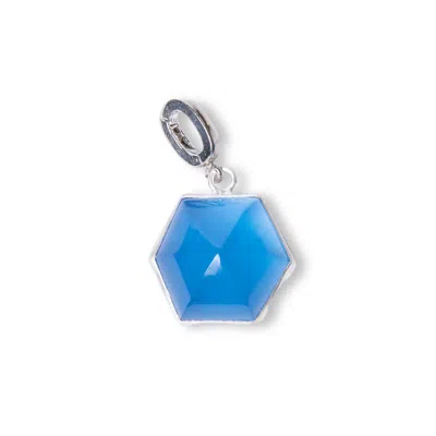 Golden Horn Jewellery Women's Blue Chalcedony Dome Silver Charm Clip-on Pendant