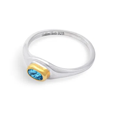 Golden Horn Jewellery Women's Blue March Aquamarine Birthstone Ring