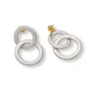 Golden Horn Jewellery Women's Double Lock Circle Silver Drop Earrings In Silver
