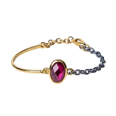 Golden Horn Jewellery Women's Gold Balance Pink Calcedony Gemstone Bracelet