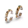 Golden Horn Jewellery Women's Helen Multistone Silver Hoop Earrings