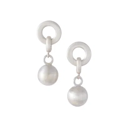 Golden Horn Jewellery Women's Silver Bead Silver Circle Drop Earrings