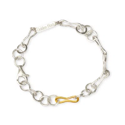 Golden Horn Jewellery Women's Silver Golden Horn Bicolour Chain Bracelet