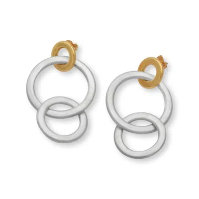 Golden Horn Jewellery Women's Silver Triple Lock Circle Drop Earrings