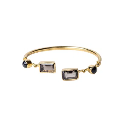 Golden Horn Jewellery Women's Sisterhood Smoky Quartz Gold Bangle Bracelet