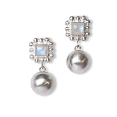 Golden Horn Jewellery Women's Soap And Bubble Moonstone Silver Earrings