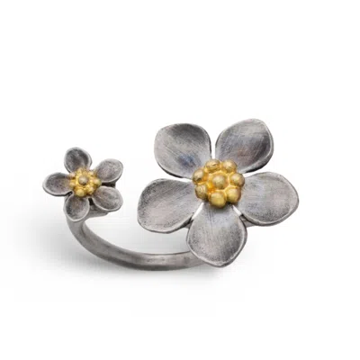 Golden Horn Jewellery Women's Twin Flower Silver Ring