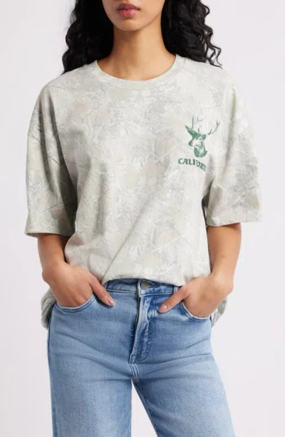 Golden Hour Big Bear Camp Camo Print Graphic T-shirt In Gray