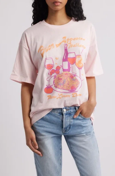 Golden Hour Buon Appetito Cotton Graphic T-shirt In Cradle Pink