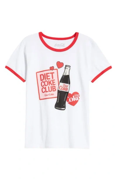Golden Hour Diet Coke Stickers Graphic Cotton T-shirt In White